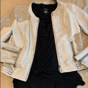 BKE white leather jacket